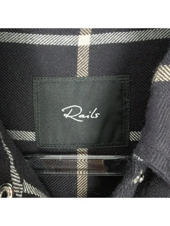 Rails Malin Button Up Shirt Snap Onyx Sand Birch Plaid Black Beige Size XS - Picture 15 of 15